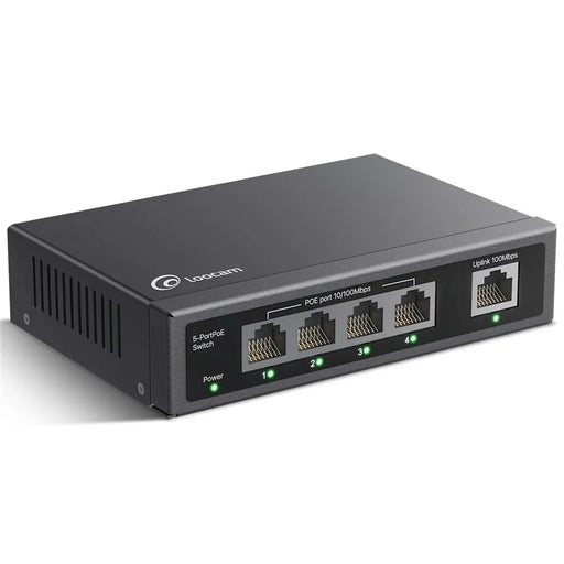 ZOSI 5 Port Poe Switch 4 Poe Ports + 1 Uplink 802.3af / at Poe+ 100Mbps 65W 250m Extended Range Plug and Play Network Switch - US Plug - 1
