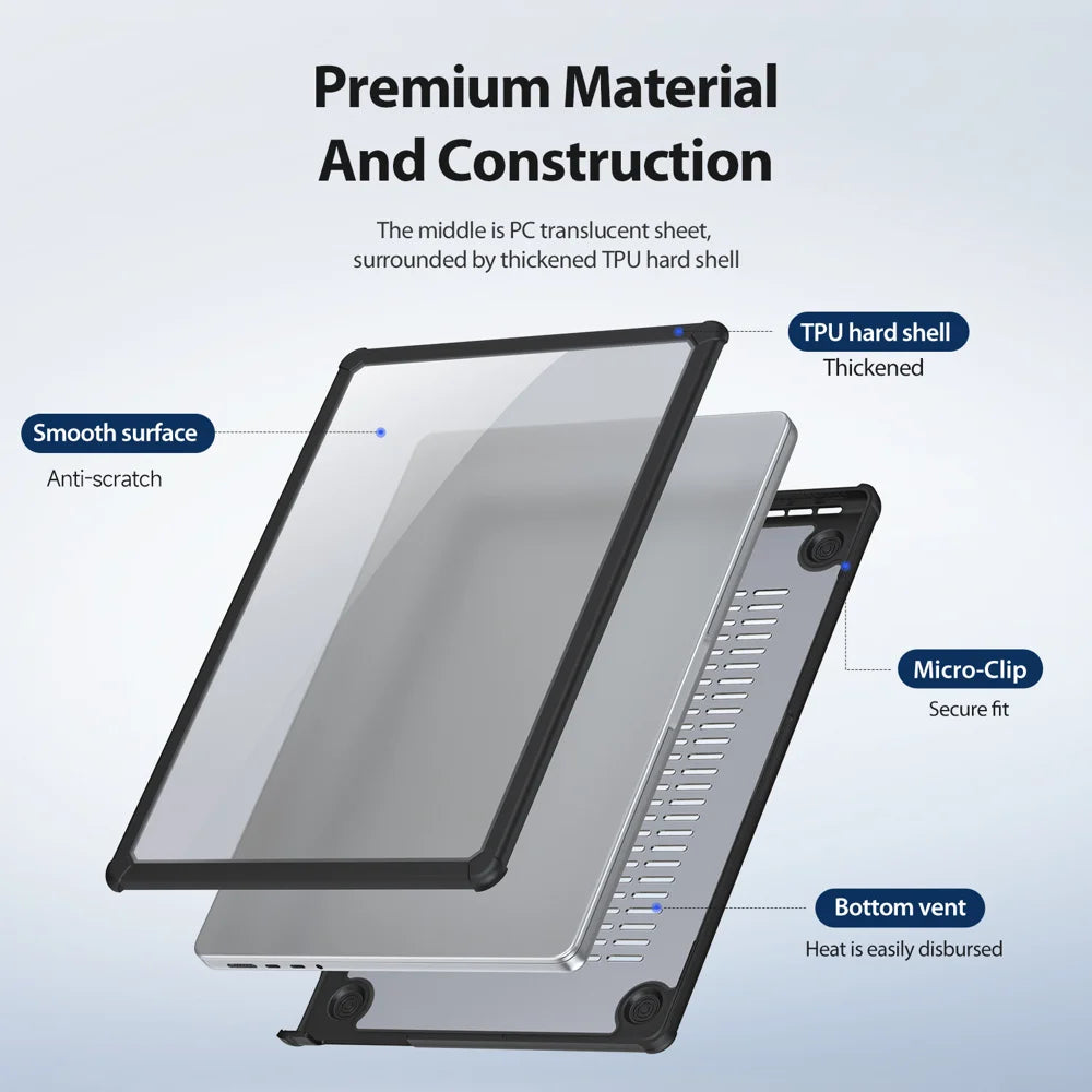 DUX DUCIS For MacBook Pro 16 inch (2026) A3429 A3428 / (2025) A3186 A3403 / (2024) A2991 / (2023) A2780 / (2021) A2485 Laptop Case  LCGM Series Anti-Scratch TPU+PC Notebook Cover - Black - 6