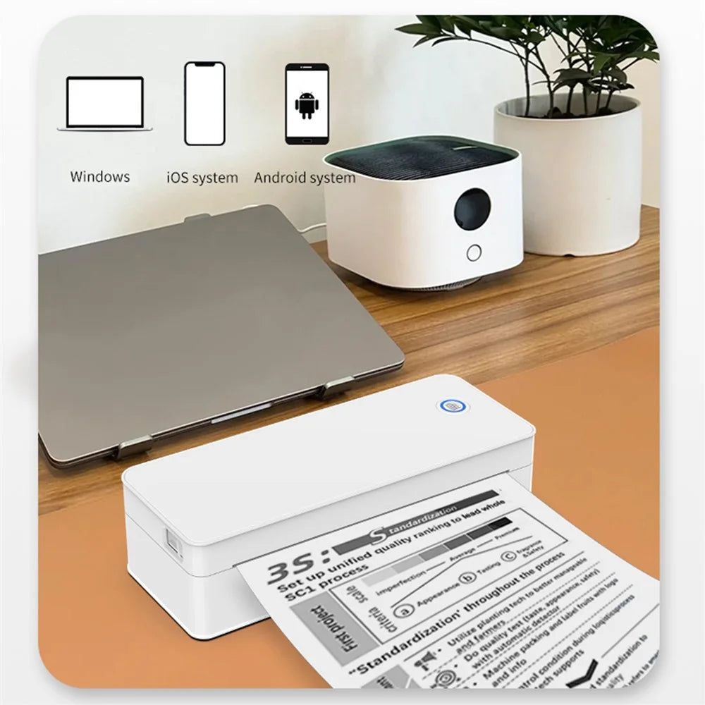 A4 Thermal Printer Wireless Bluetooth-compatible Portable Printing Machine for Windows  /  iOS  /  Android - White - 3