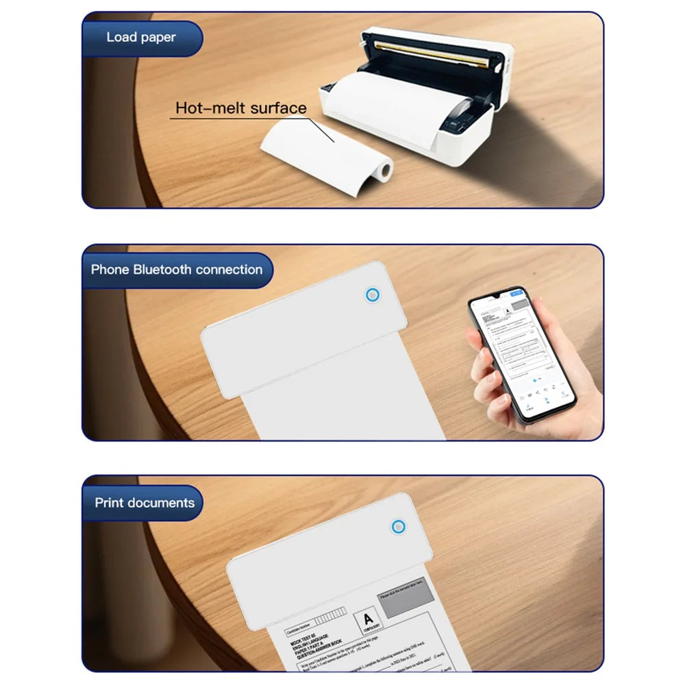 A4 Thermal Printer Wireless Bluetooth-compatible Portable Printing Machine for Windows  /  iOS  /  Android - White - 5