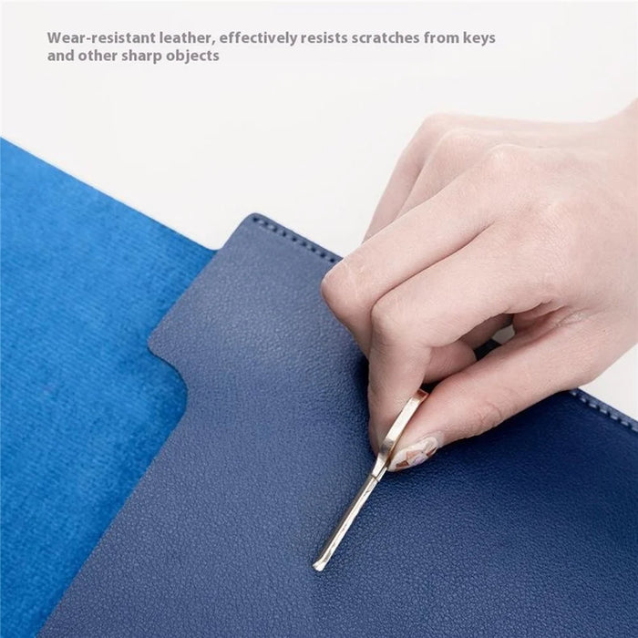 HUASHENG For 11 Inch Notebook Bag Ultra Thin Non Magnetic PU Leather Horizontal Laptop Sleeve - Navy Blue - 4