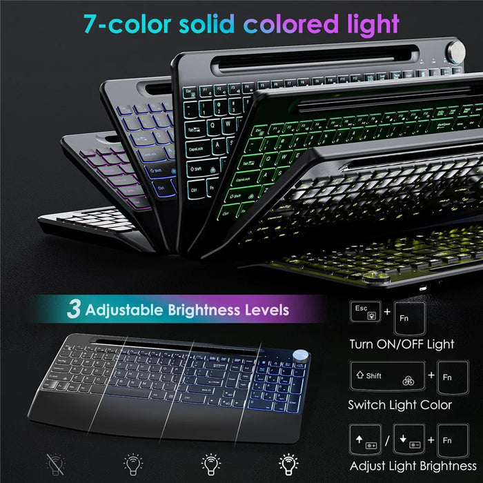 2.4G Wireless Keyboard Mouse Set Ergonomic RGB Backlit Computer Laptop Rechargeable Keyboard Mouse - 3