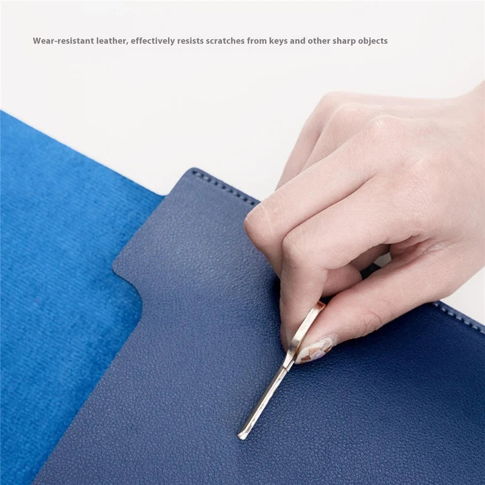 HUASHENG For 15.6 / 16 Inch Notebook Bag Ultra Thin Non Magnetic PU Leather Horizontal Laptop Sleeve - Navy Blue - 6