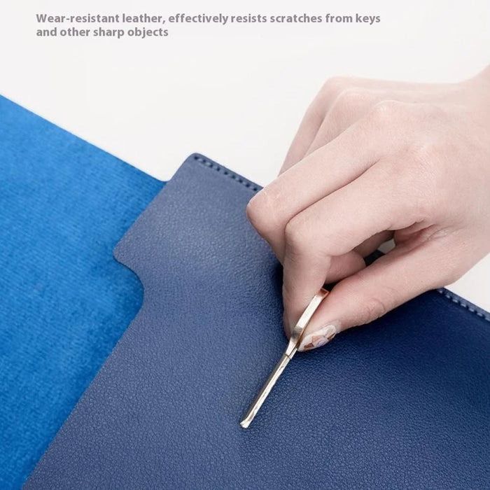 HUASHENG Vertical Protective Case for 15.6 / 16 Inch Laptop Sleeve Double-Sided PU Leather Notebook Bag - Navy Blue - 5