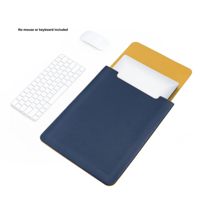 HUASHENG Vertical Protective Case for 15 / 15.4 Inch Laptop Sleeve Double-Sided PU Leather Notebook Bag - Navy Blue - 2