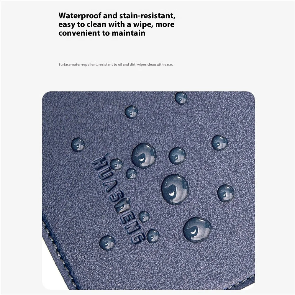 HUASHENG For 15.6 / 16 Inch Laptop Sleeve PU Leather Mouse Pad Vertical Notebook Bag with Accessories Pouch - Navy Blue - 5