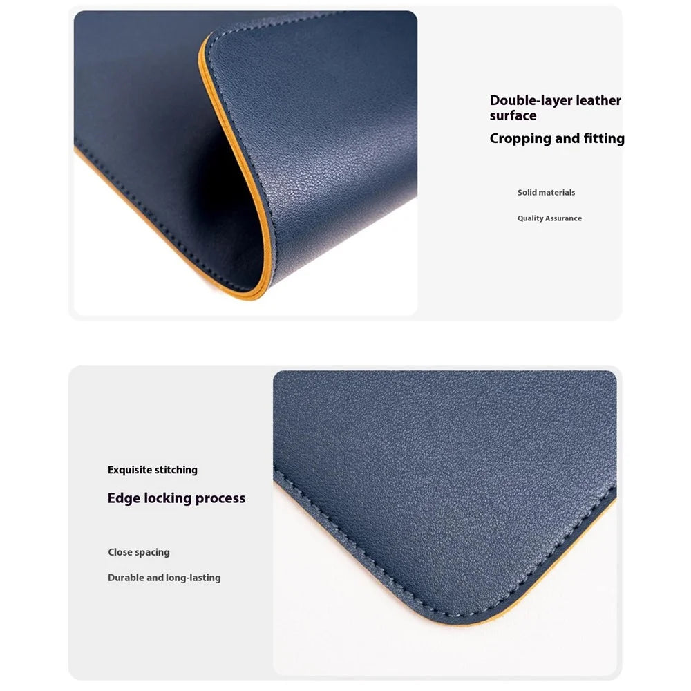 HUASHENG For 15.6 / 16 Inch Laptop Sleeve PU Leather Mouse Pad Vertical Notebook Bag with Accessories Pouch - Navy Blue - 7