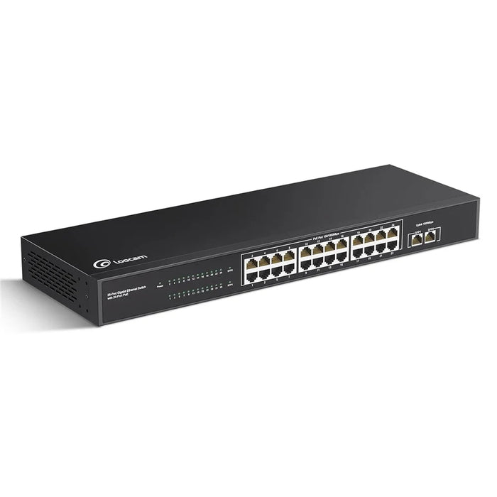 ZOSI 24 Port Gigabit PoE Switch with 2 SFP Ports 156W IEEE802.3af Unmanaged Network Switcher - US Plug - 1