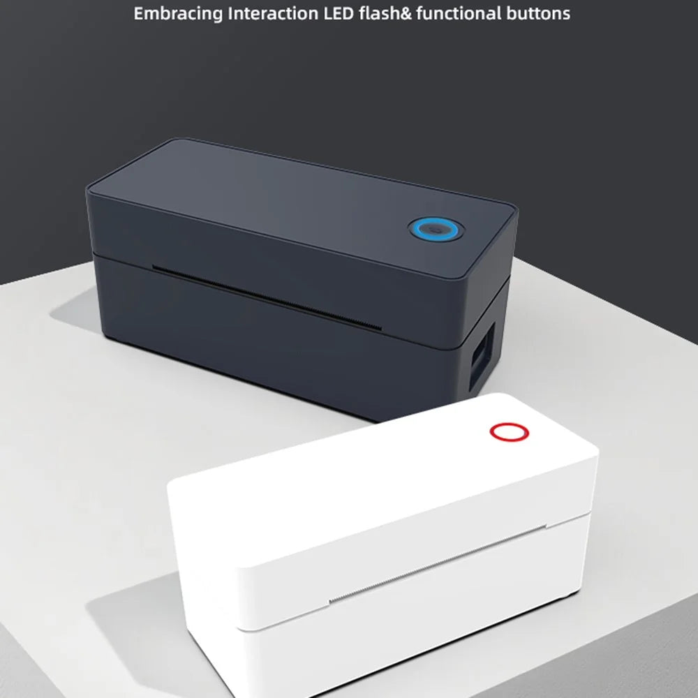 110MM Thermal Label Printer USB + Bluetooth-Compatible High Speed Portable Shipping Bill Printer - White  /  US Plug - 3
