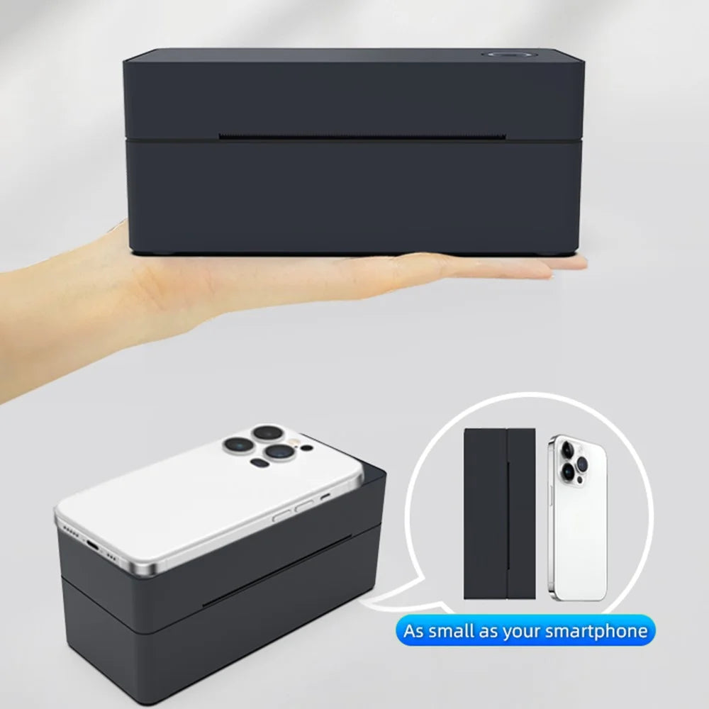 110MM Thermal Label Printer USB + Bluetooth-Compatible High Speed Portable Shipping Bill Printer - White  /  US Plug - 4