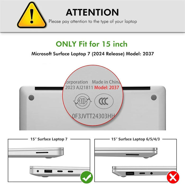 ENKAY HAT PRINCE For Microsoft Surface Laptop 15 (2037) Crystal Laptop Case Hard PC Anti Scratch Shockproof Cover - Black - 6