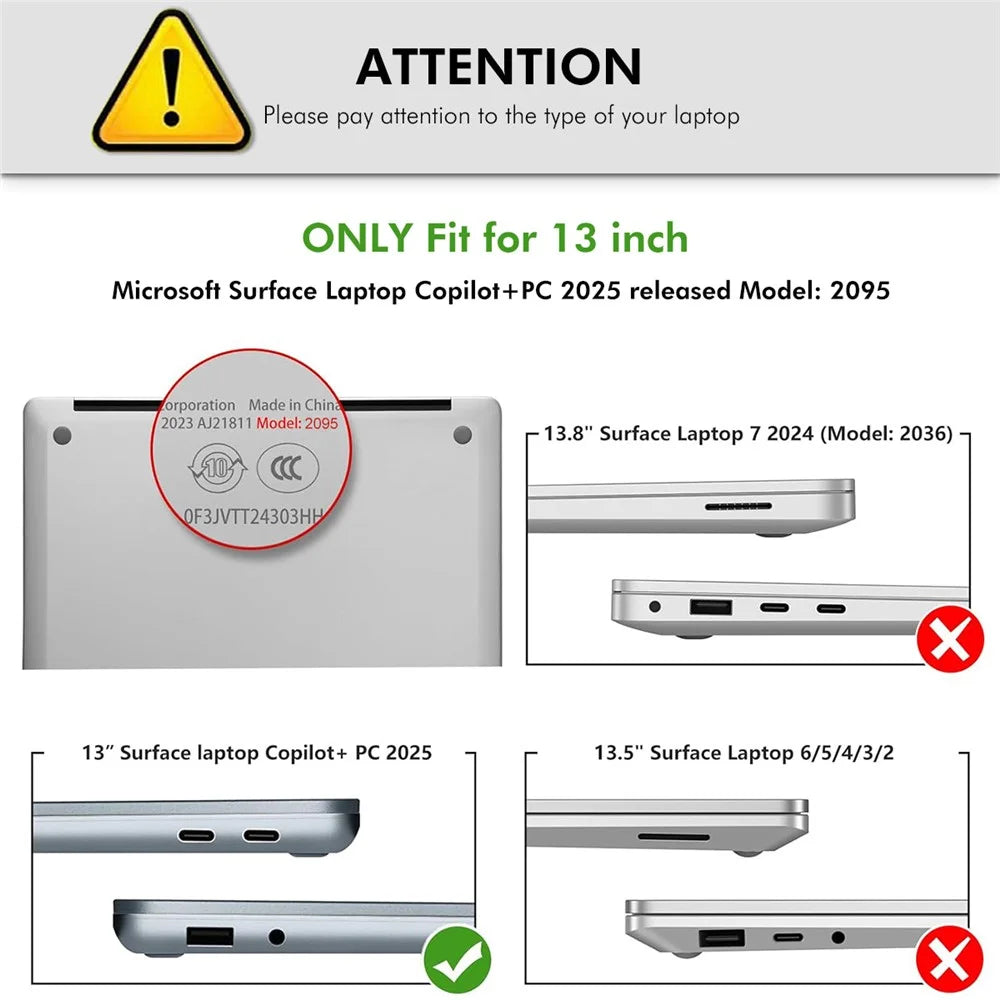 ENKAY HAT PRINCE For Microsoft Surface Laptop 13 (2095) Crystal Laptop Case Hard PC Anti Scratch Shockproof Cover - Black - 6