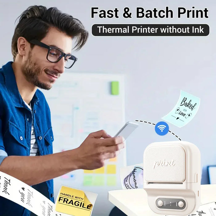 P2 Portable Handheld Thermal Label Printer for Product, Address, Barcodes Type-C 203DPI Label Maker - Black - 6