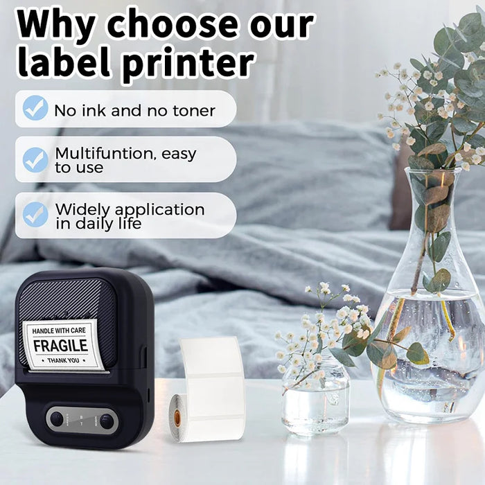 P2 Portable Handheld Thermal Label Printer for Product, Address, Barcodes Type-C 203DPI Label Maker - Black - 7