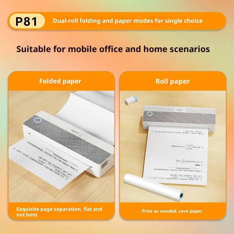 PERIPAGE P81 A4 Inkless Thermal Printer 203DPI Wireless Bluetooth-compatible Portable Mobile Printer - 3