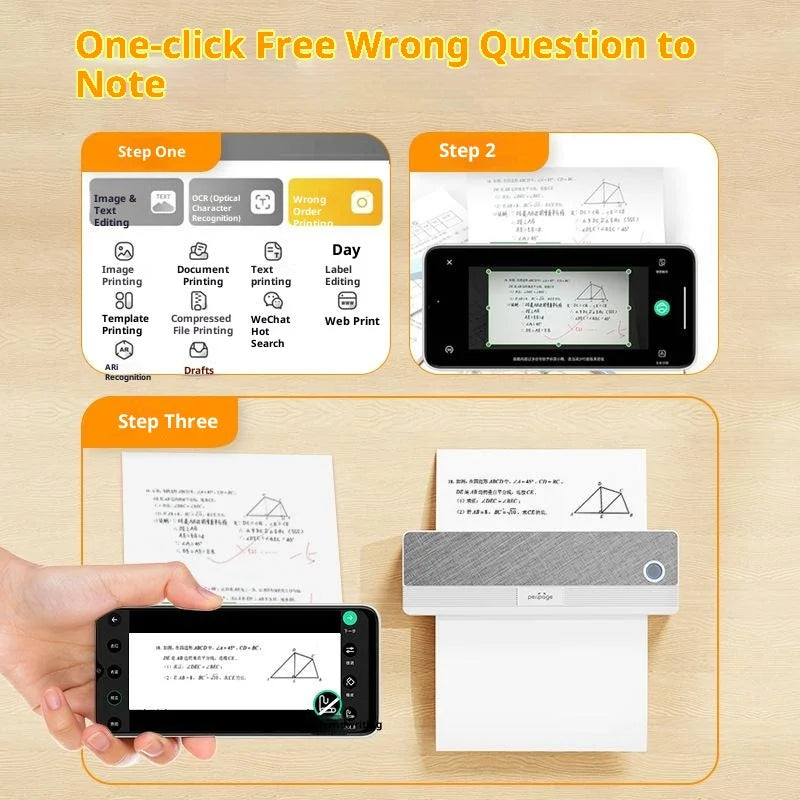 PERIPAGE P81 A4 Inkless Thermal Printer 203DPI Wireless Bluetooth-compatible Portable Mobile Printer - 4