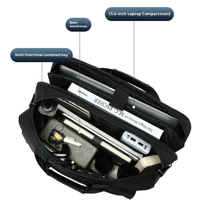 COOLBELL CB-2131 Laptop Bag 15 Inch Business Briefcase Messenger Bag Trolley Sleeve for Men Commute / Travel - Black - 4