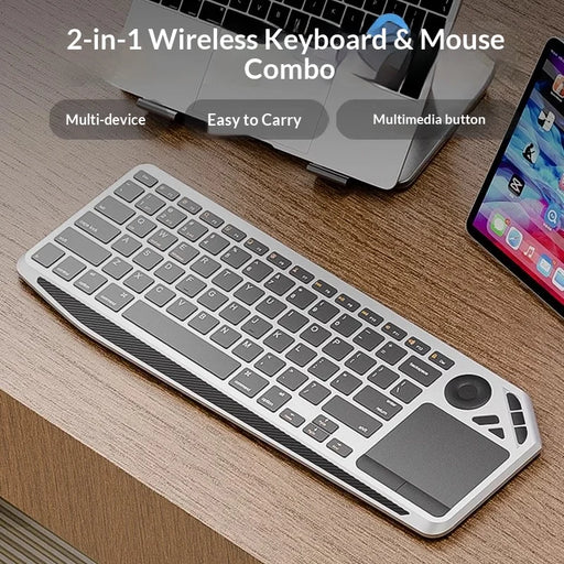 Bluetooth-compatible Wireless Keyboard with Touchpad for Laptop/Tablet/Phone Trackpad Keyboard - Grey+Black - 2