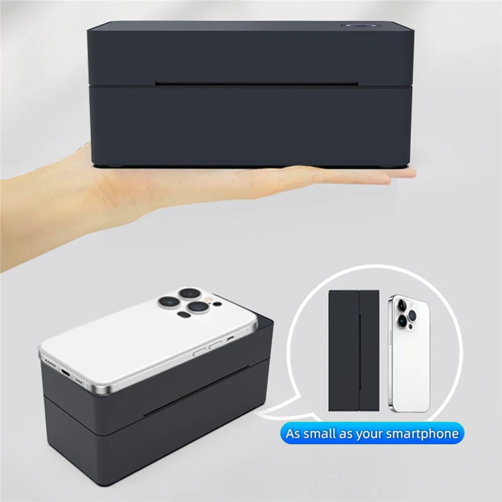 ZJ-9260 110mm Paperless Label Printer 160mm / s 203DPI Direct Thermal Label Printer with USB Port and Stand - US Plug  /  Black - 7