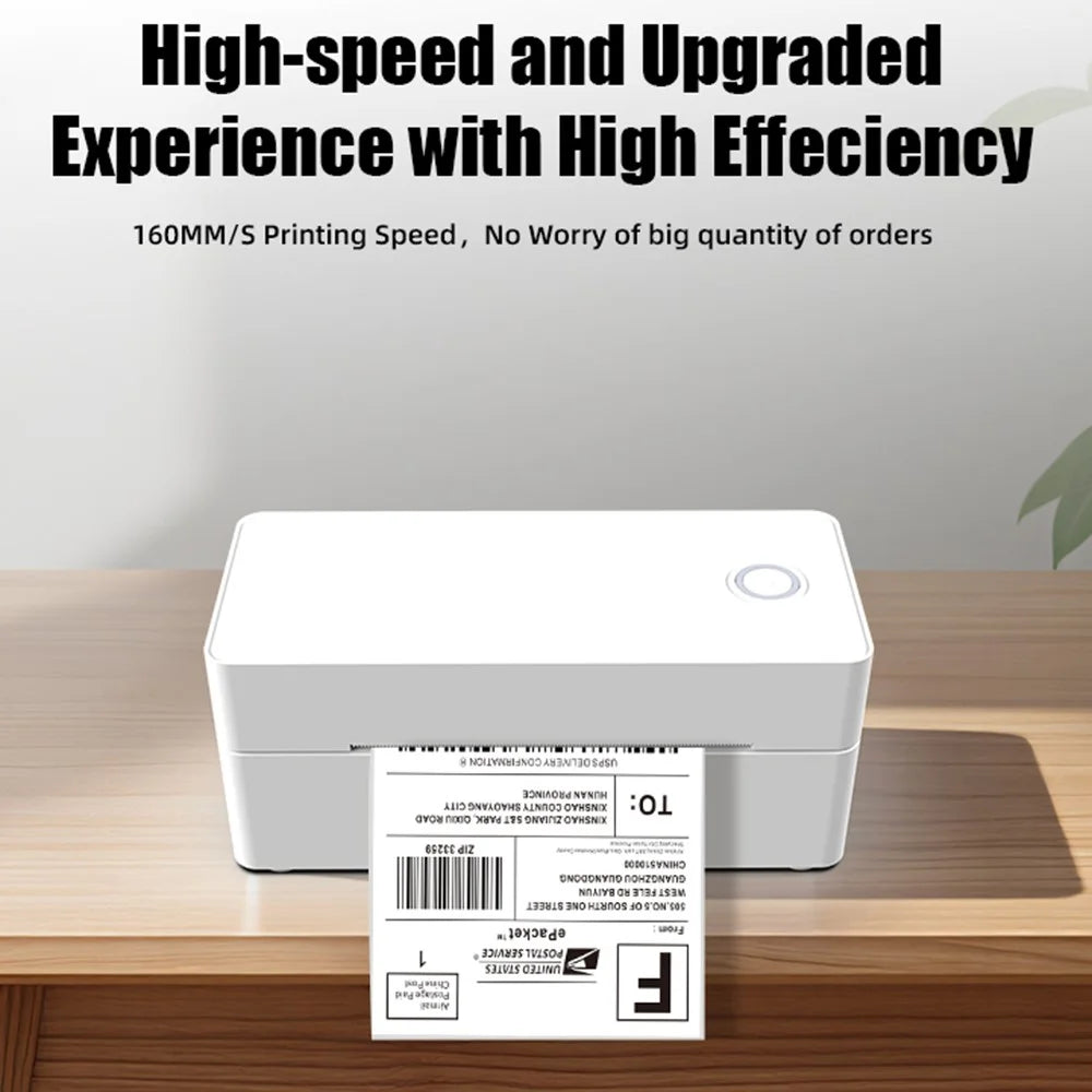 ZJ-9260 110mm Paperless Label Printer Bluetooth-Compatible 160mm / s 203DPI Direct Thermal Printer with USB Port and Stand - US Plug  /  Black - 6