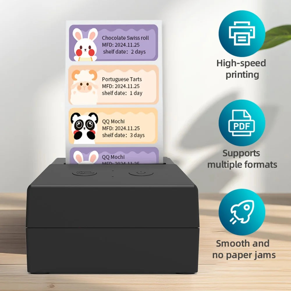 ZJ-5820 58mm Handheld Thermal Label Printer USB and Bluetooth-Compatible Portable Printer Fast Clear Printing with Paper-Out Indicator - 3
