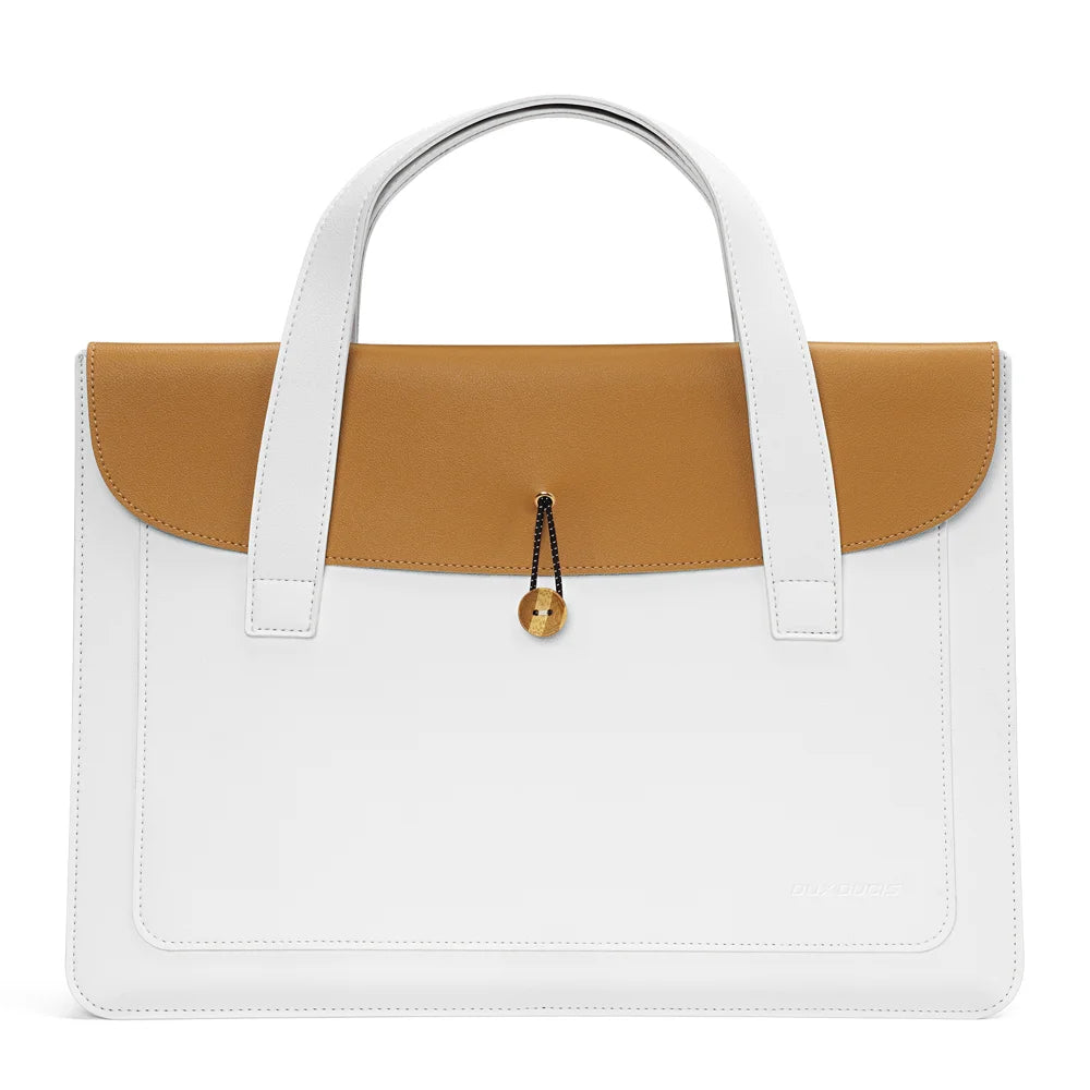 DUX DUCIS PU Leather Handbag for 13-14 Laptop  AURA Series PU Leather Handbag for 13-14 Laptop - Beige+Khaki - 1