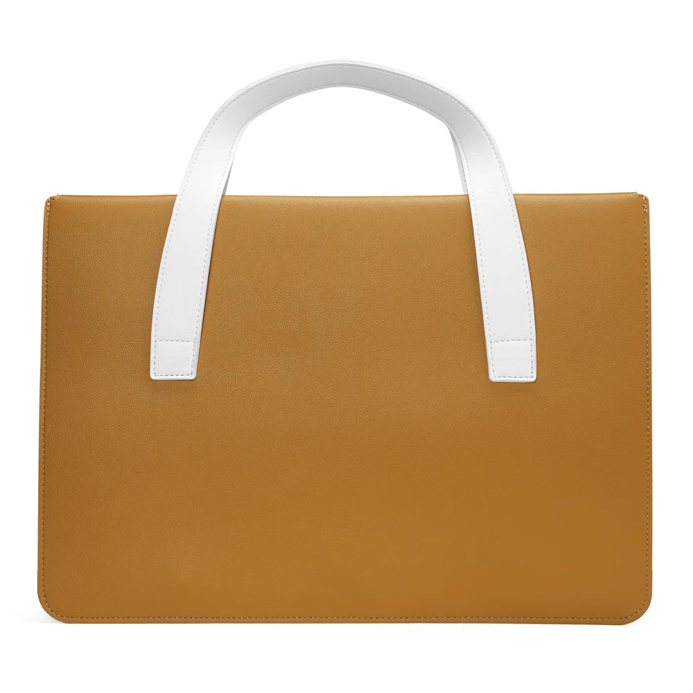 DUX DUCIS PU Leather Handbag for 13-14 Laptop  AURA Series PU Leather Handbag for 13-14 Laptop - Beige+Khaki - 2