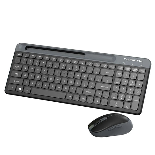 Y-FRUITFUL KM98 2.4G Wireless Keyboard Mouse Combo Set for Office Gaming with Phone Tablet Stand - Black - 1