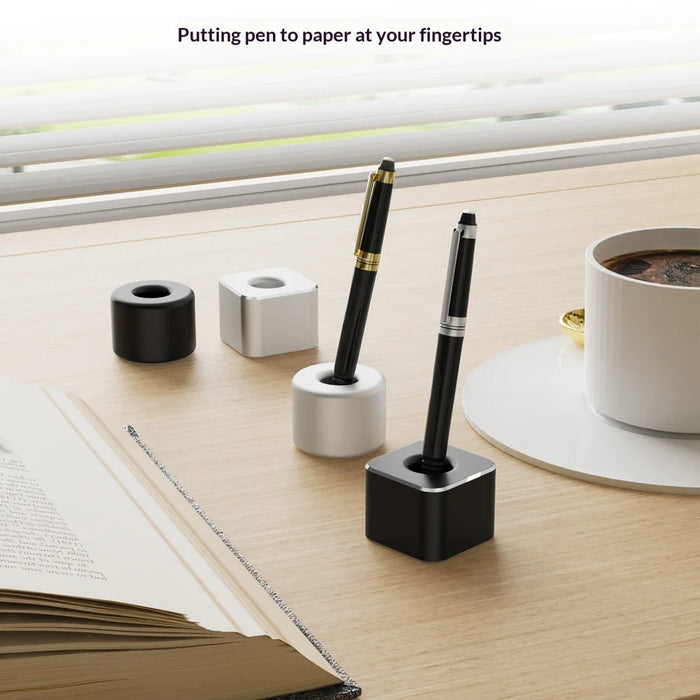 Minimalist Aluminum Alloy Desktop Pen Holder Organizer Stand with Non Slip Base - Square/Silver - 3