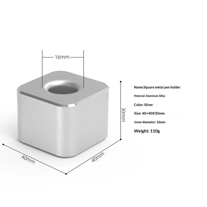 Minimalist Aluminum Alloy Desktop Pen Holder Organizer Stand with Non Slip Base - Square/Silver - 6