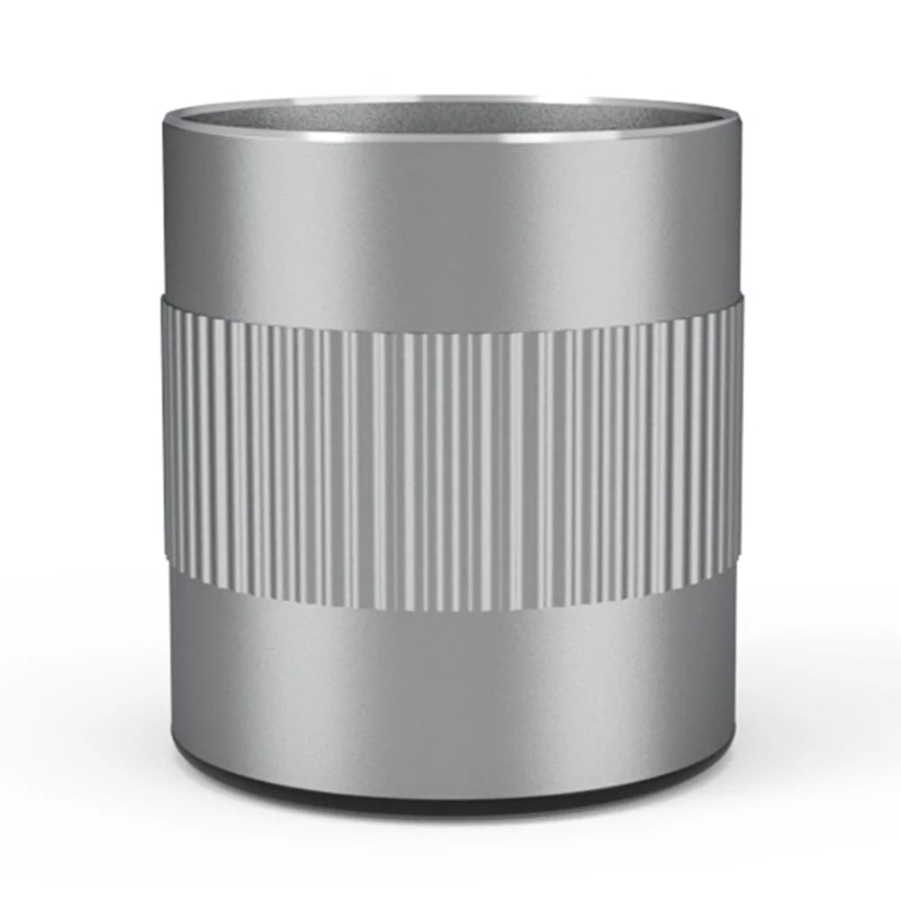 P80 Office Desk Pencil Organizer Cup Aluminum Alloy Round Pen Holder with Anti Slip Base - Silver - 1