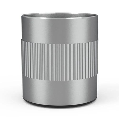 P80 Office Desk Pencil Organizer Cup Aluminum Alloy Round Pen Holder with Anti Slip Base - Silver - 1