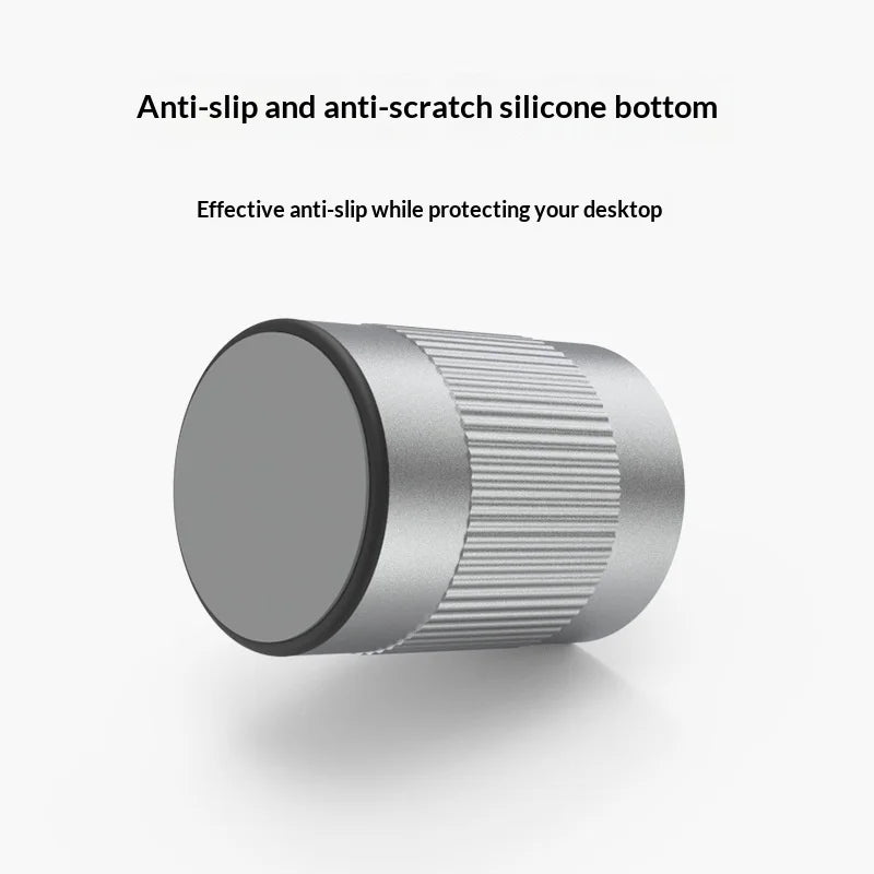 P80 Office Desk Pencil Organizer Cup Aluminum Alloy Round Pen Holder with Anti Slip Base - Silver - 5