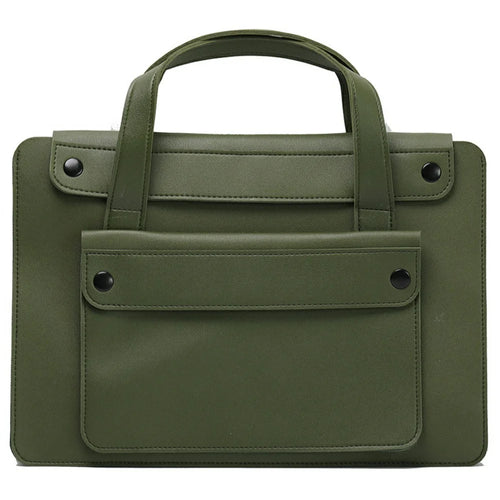 For 13.3  /  14 Inch Laptop Tote Bag Accordion Design Single Layer Pocket Large Capacity Notebook Handbag - Green - 1