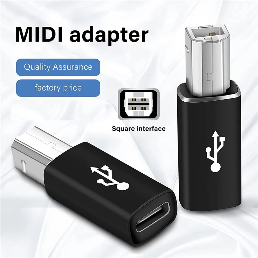 XQ-ZH0012 Type-C to MIDI Adapter USB-C Female to MIDI Converter Connector for Electronic Musical Instrument Printer - Black - 2