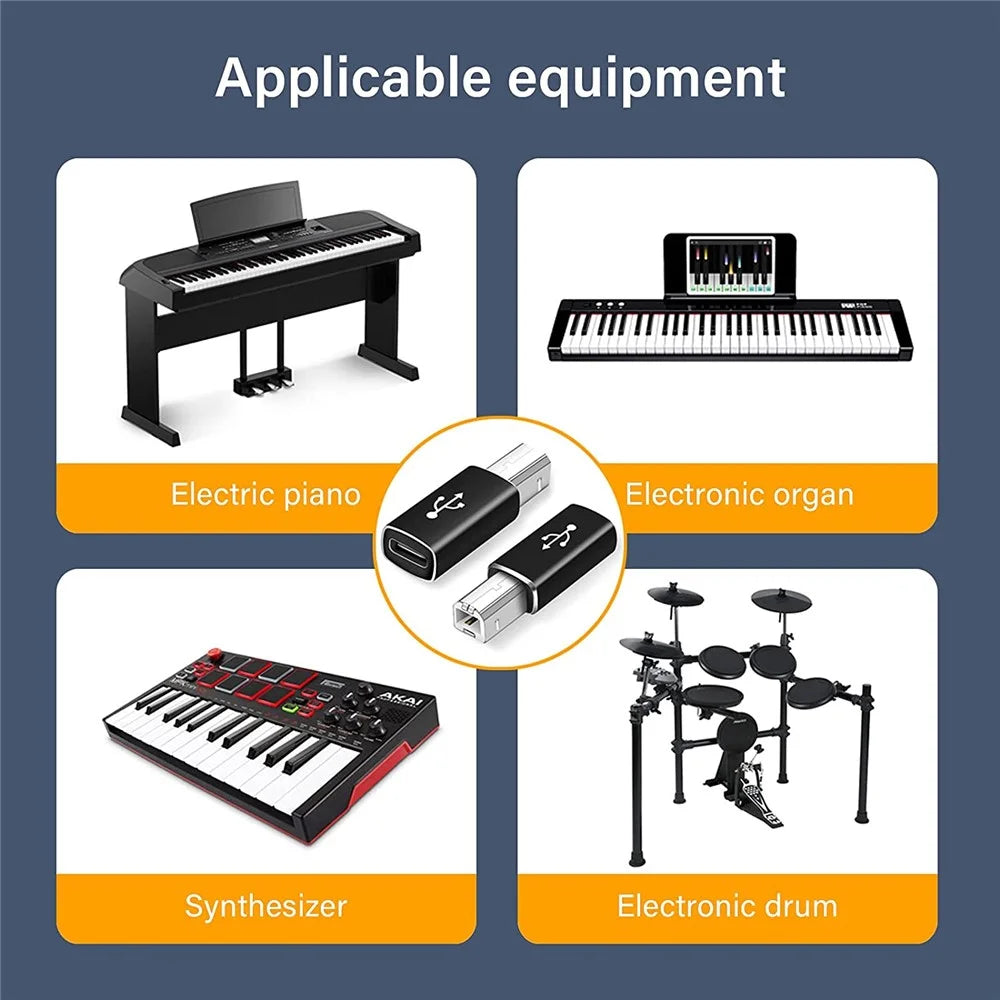 XQ-ZH0012 Type-C to MIDI Adapter USB-C Female to MIDI Converter Connector for Electronic Musical Instrument Printer - Black - 5