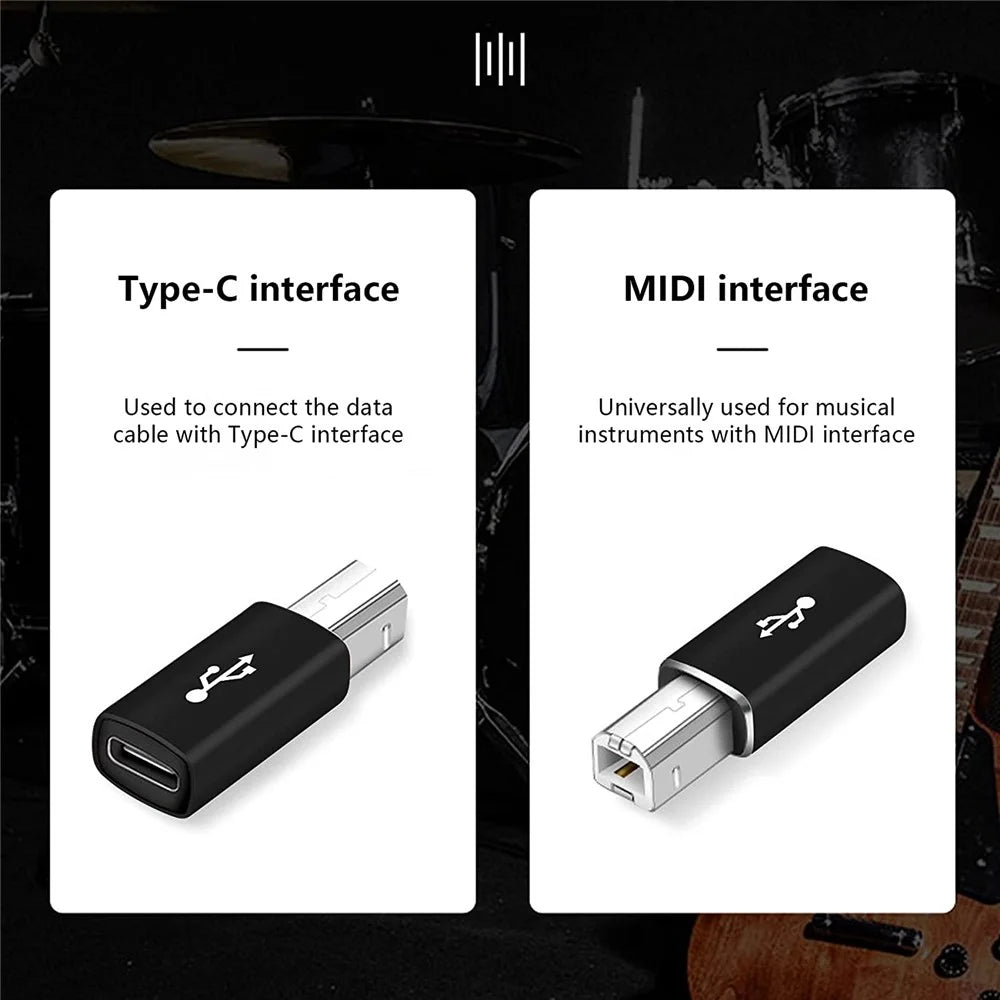 XQ-ZH0012 Type-C to MIDI Adapter USB-C Female to MIDI Converter Connector for Electronic Musical Instrument Printer - Black - 6