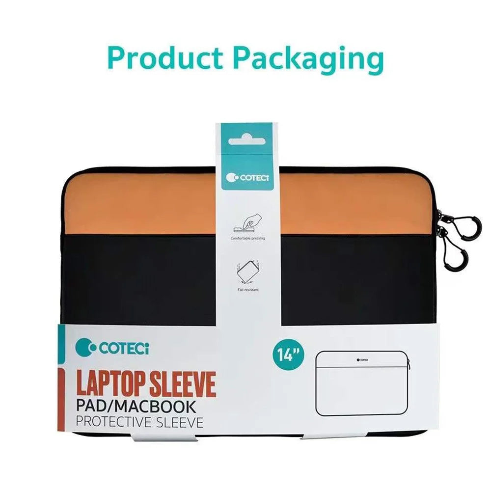 COTECI 13 - 14 Inch Laptop Sleeve Shockproof Notebook Bag for Bussiness Trip Travel - Orange / Black - 5