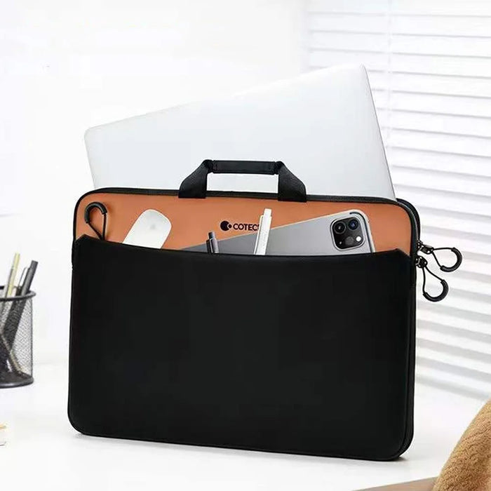 COTECI 13 - 14 Inch Laptop Bag Front Pocket Notebook Handbag Pouch for Travel School - Orange / Black - 3