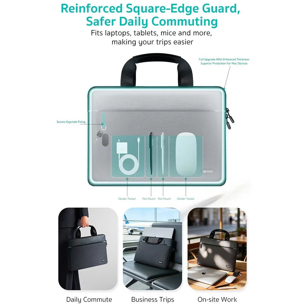 COTECI 13 - 14 Inch Laptop Bag Notebook Carrying Bag Handbag for Business Office Work - Dark Grey - 5