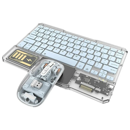 KB333 Transparent Bluetooth-compatible Keyboard Mouse Set 3-Channel Wireless Gaming RGB Backlight Keyboard + Mouse for iPad Tablet Office - Blue - 1