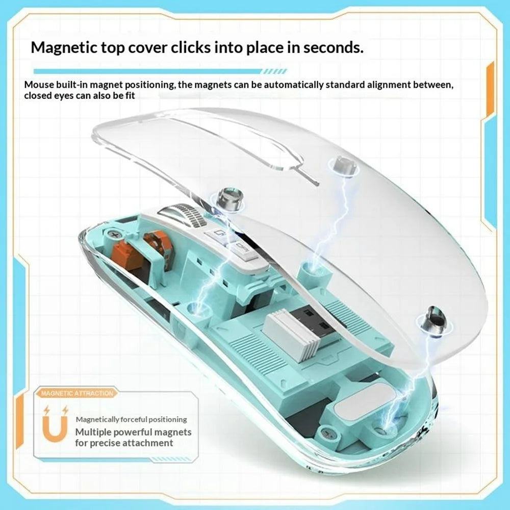 KB333 Transparent Bluetooth-compatible Keyboard Mouse Set 3-Channel Wireless Gaming RGB Backlight Keyboard + Mouse for iPad Tablet Office - Blue - 4