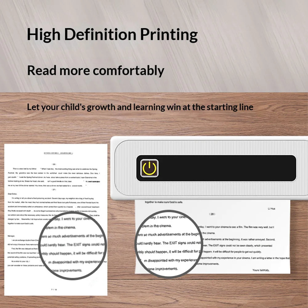A4B 200 DPI Portable Bluetooth-compatible Printer Inkless Thermal Printer for Home/Office/Study - White - 3