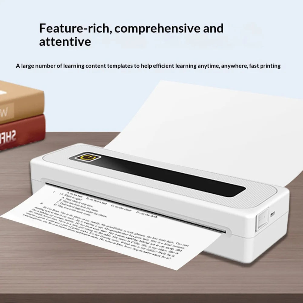 A4B 200 DPI Portable Bluetooth-compatible Printer Inkless Thermal Printer for Home/Office/Study - White - 4