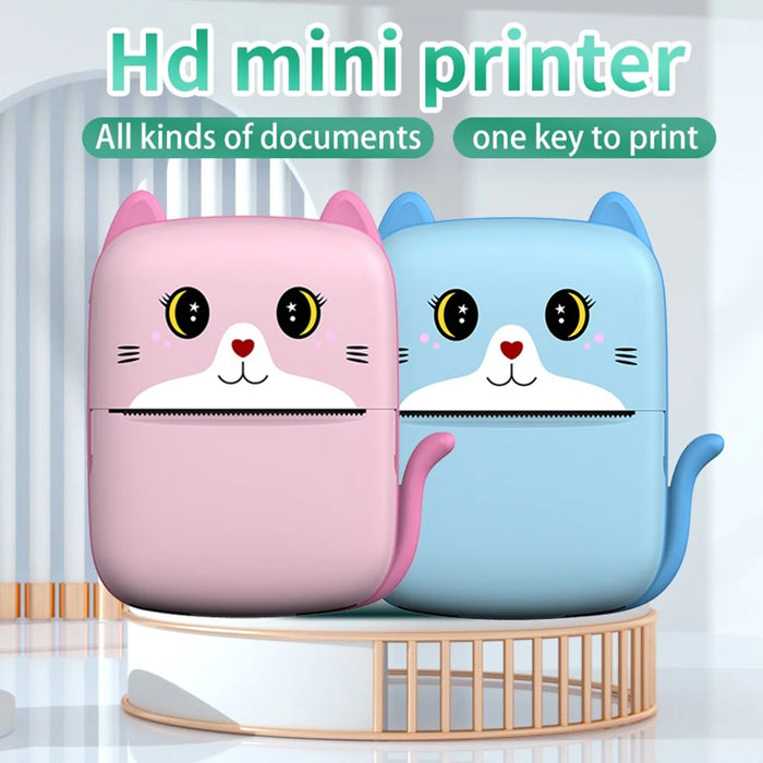 A8E Cartoon Cat Design Mini Thermal Printer Bluetooth-compatible Portable Wireless Printer for Photo Text - Pink - 2