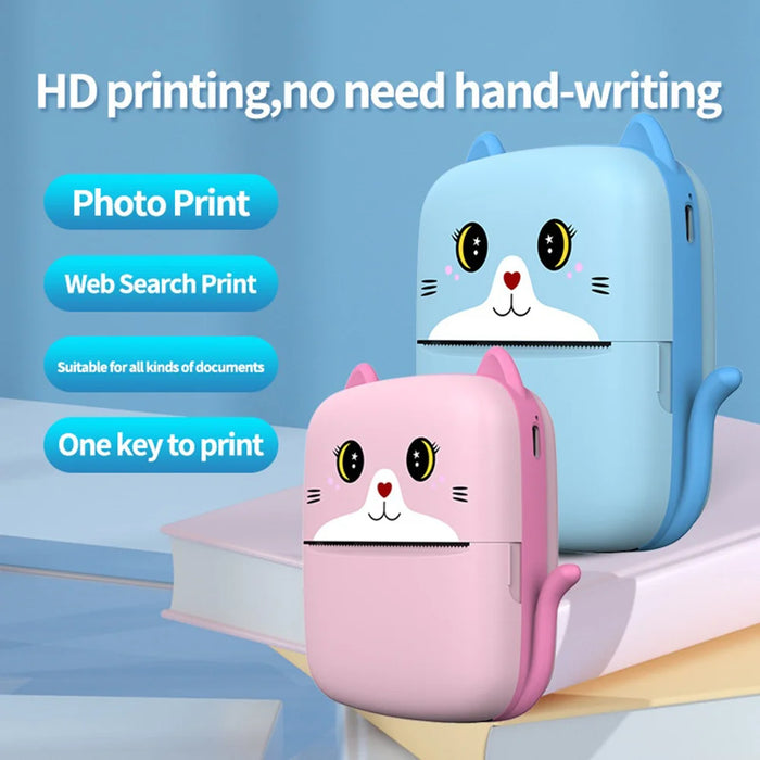 A8E Cartoon Cat Design Mini Thermal Printer Bluetooth-compatible Portable Wireless Printer for Photo Text - Pink - 4