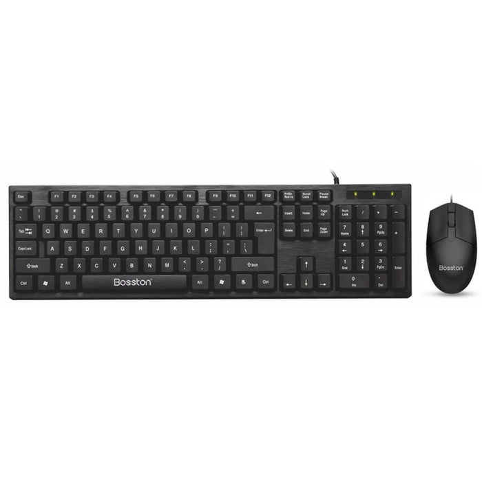 BOSSTON D5200 Business USB Wired Keyboard and Ergonomic 1000 DPI Mouse Set for Desktop Laptop - 1