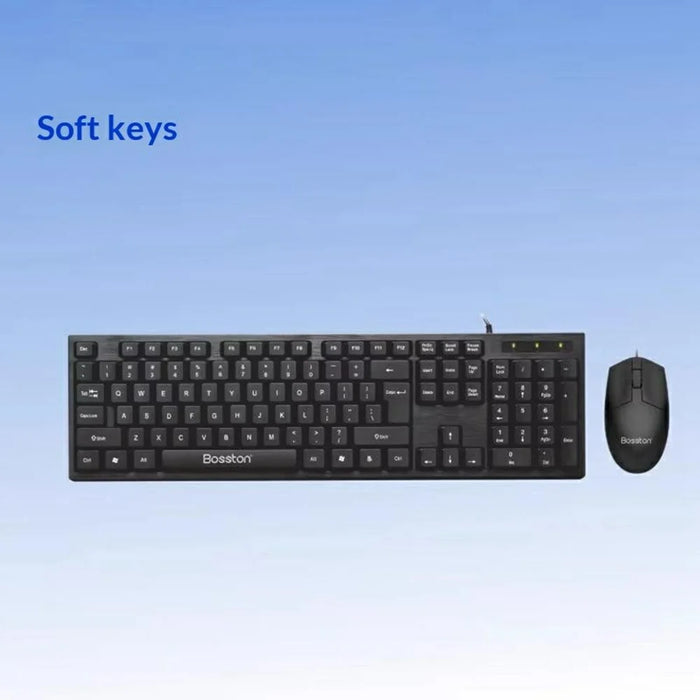 BOSSTON D5200 Business USB Wired Keyboard and Ergonomic 1000 DPI Mouse Set for Desktop Laptop - 2