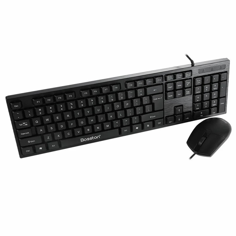 BOSSTON D5200 Business USB Wired Keyboard and Ergonomic 1000 DPI Mouse Set for Desktop Laptop - 4