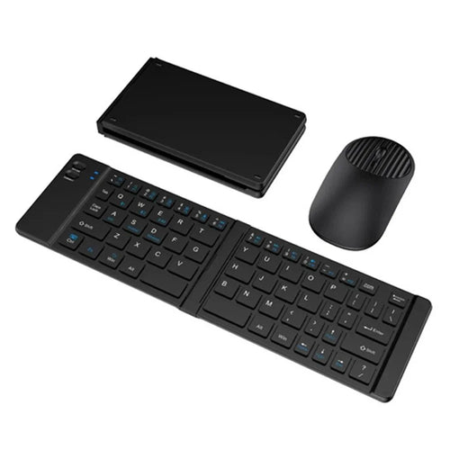 KB018 Mini Portable Foldable Bluetooth-compatible Wireless Keyboard 2.4G Mouse Set Home Office Computer Keyboard + Mouse - Black - 1